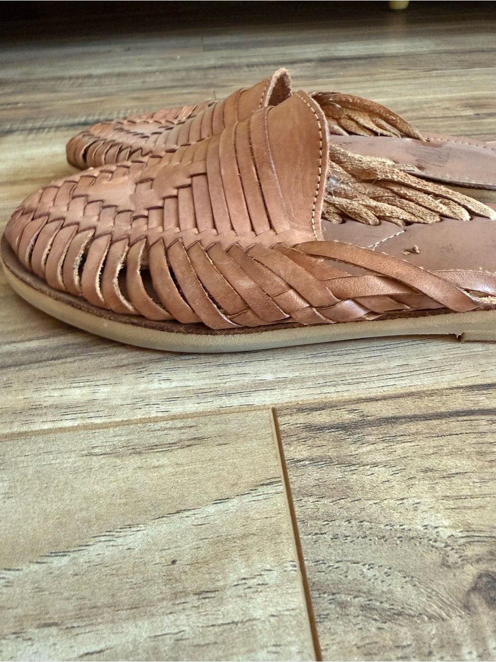 Espritu Women's Woven Leather hurache handmade Slide - Tan - Picture 4 of 5